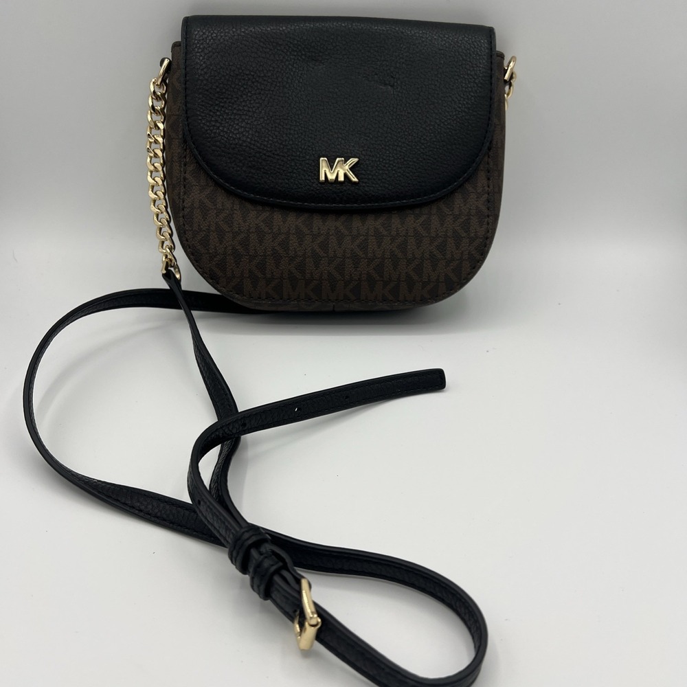 Michael Kors Crossbody Bag - Brown Signature & Black Leather